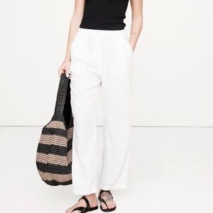Y2K GUESS 100% White Linen Straight Leg Pants Women M